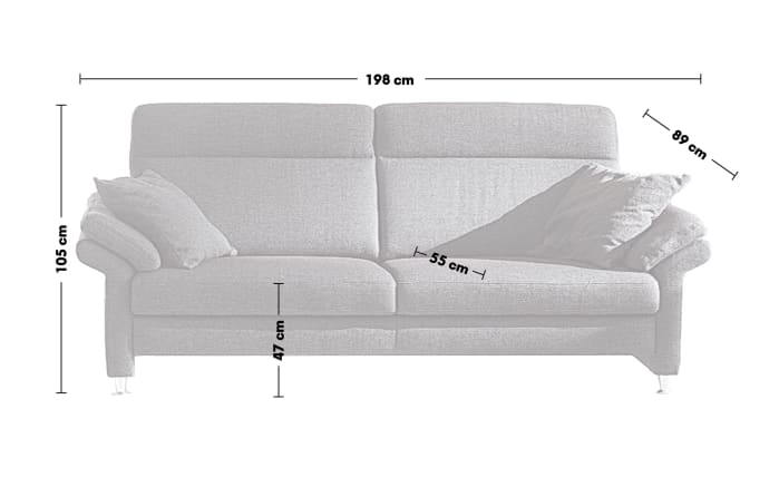 Sofa 3-sitzig TS 101 in anthrazit, inklusive Einzelsitzauszug-03