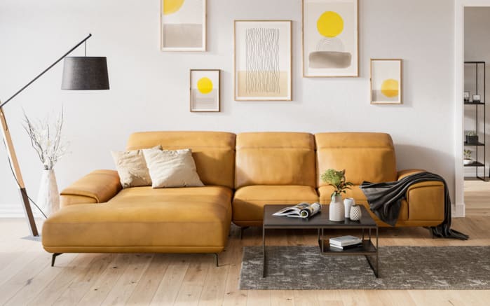 Wohnlandschaft MR 2490, gelb, Longchair links, inkl. Funktionen-01