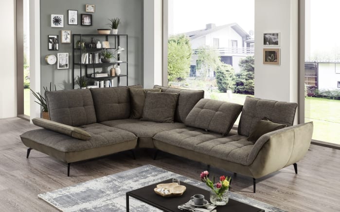 Wohnlandschaft Ticona In Khaki Olive Mit Funktionen Online Bei