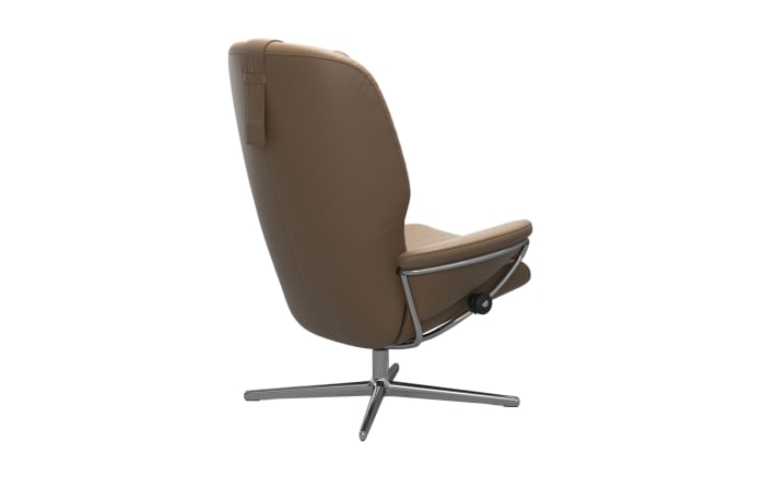 Leder Ruhesessel Rome (M), hohe Rückenlehne, Paloma Almond, Gestell Cross Chrome-04