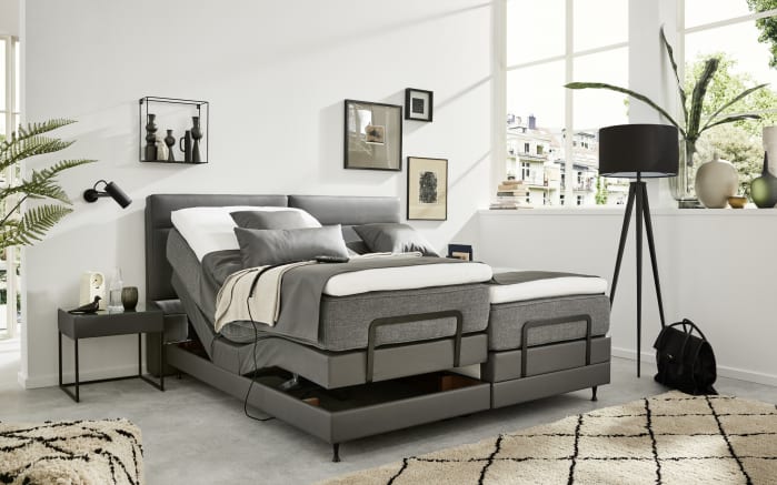 Motorboxspringbett Endorra In Grau Braun Liegebreite Ca 180 Cm Mit Matratzen Topper Online Bei Hardeck Kaufen
