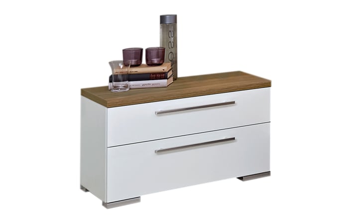 Nachttisch Zamaro in bianco weiß Hochglanz/Eiche-Nachbildung, Breite ca. 65 cm-01