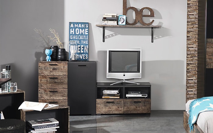 TV-Kommode Sumatra in schwarz/Vintage braun Optik online ...