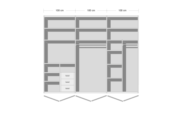 Drehtürenschrank Skat in seidengrau, mit umfangreicher Zusatzausstattung, Breite ca. 301 cm-07