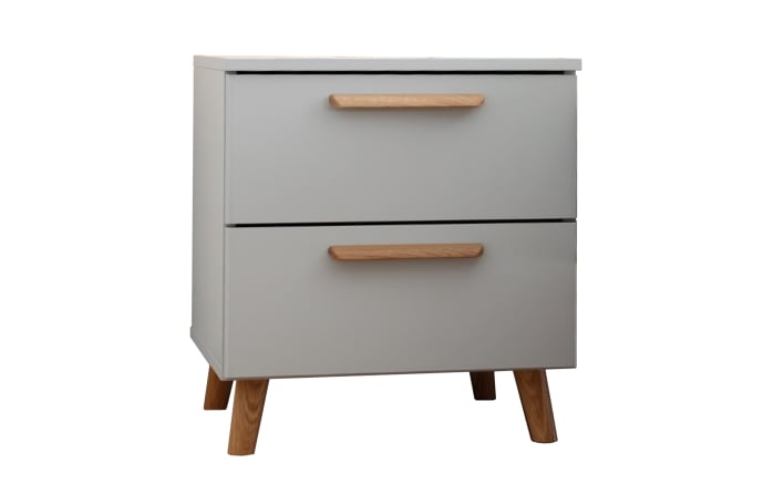 Nachttisch Skandi in seidengrau, mit 2 Schubkästen, Breite ca. 47 cm-02