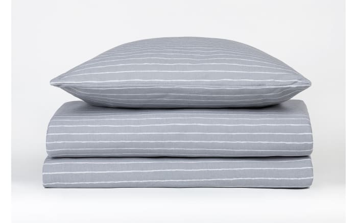 Jersey Bettwäsche in grau mit Muster Grey Stripes, 100 x ...