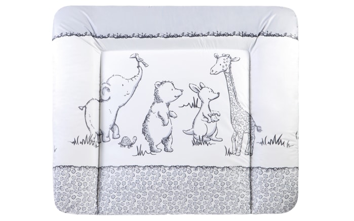 Wickelauflage Softy, weiß/grau mit Motiv Safari, 85 x 75 cm