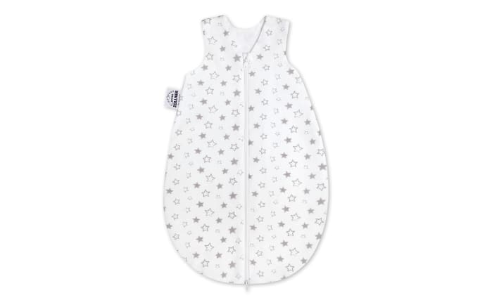 Jersey Sommerschlafsack in weiß mit grauen Sternen, Länge ca. 98 cm-01