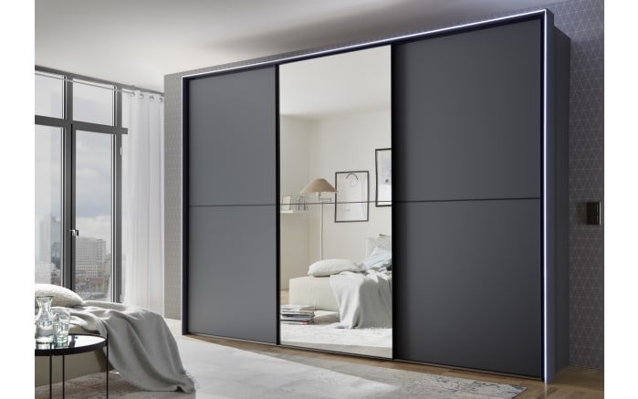 Schwebeturenschrank 4073 In Vulkan Matt Schwarz Breite 298 Cm Mitteltur Mit Grosszugigem Spiegel Online Bei Hardeck Kaufen Rauch black schwebetuerenschrank mit glasfront und spiegel, schwarz, schwarz/schwarzglas. hardeck