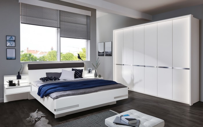 Schlafzimmer Arktis in weiß, Liegefläche 180 x 200 cm, Schrankbreite ca. 300 cm -01