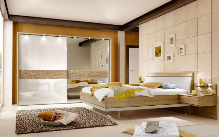 schlafzimmer 4028 in eiche natur nachbildung champagner schrankbreite 300 cm liegeflache 180 x 200 cm online bei hardeck kaufen
