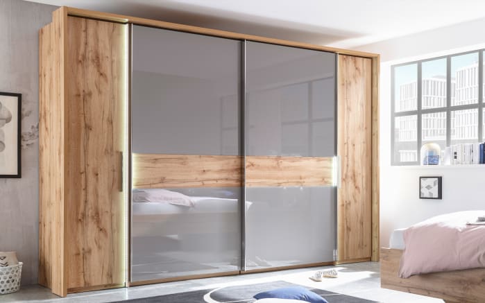 Schlafzimmer Milano in Wildeiche-Nachbildung/Basaltgrau, inklusive