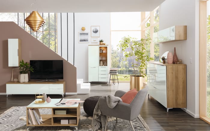 sideboard shino in riviera eiche optik weiss glas online bei hardeck kaufen
