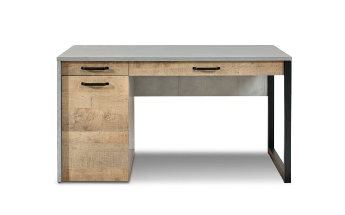 Schreibtisch Solano in Eiche rustikal/betonfarbig, Breite 140 cm-01