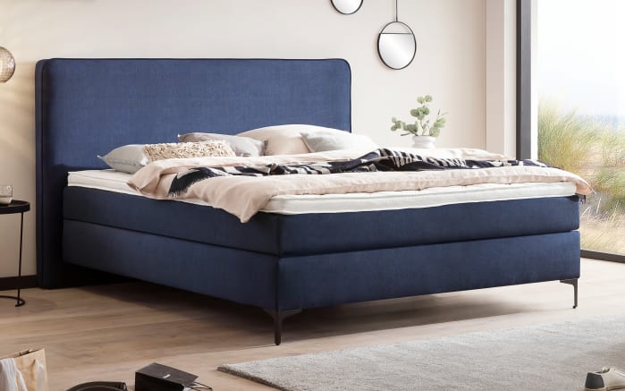Boxspringbett Ocean in blau, mit Wendematratzen in den Härten 2 und 3, Liegefläche ca. 180 x 200 cm-01