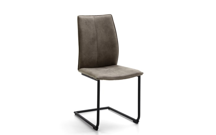 Schwingstuhl Capri in stone, mit schwarzem Kufengestell aus Eisen