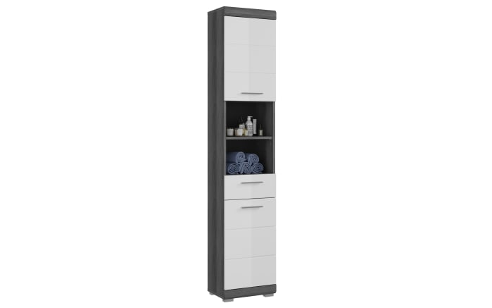 Hochschrank Scout in Rauchsilber Nachbildung/weiß Hochglanz-01