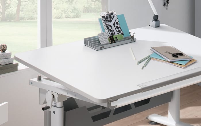 Schreibtisch Diego in kreideweiß, höhenverstellbar, Breite ca. 120 cm-03