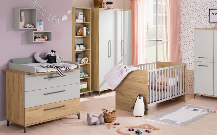 Babyzimmer Linas in kieselgrau mit 3-türigem Kleiderschrank-01