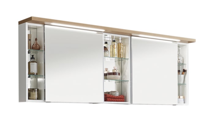 Spiegelschrank Unique, weiß Hochglanz-Eiche natur Nachbildung-01