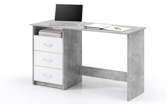Schreibtisch Adria in Betonfarbig/weiß Matt-02