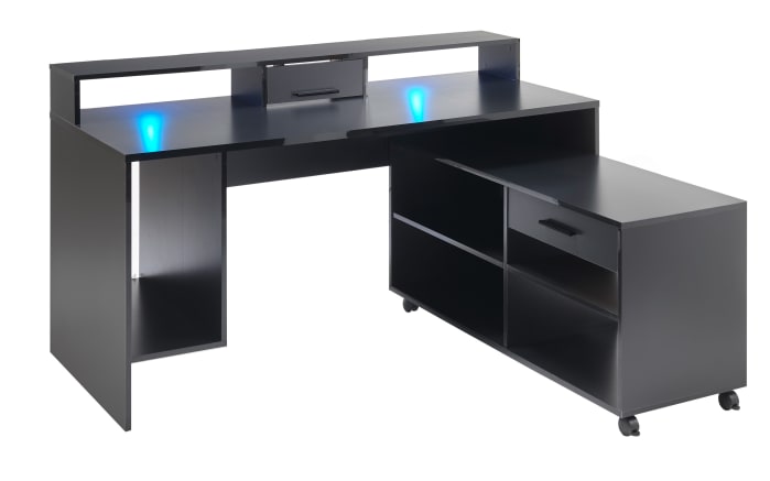 Schreibtisch Highscore 3 in schwarz Matt, inklusive Beleuchtung -01