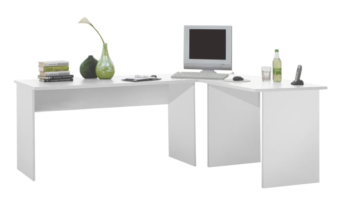Winkel-Schreibtisch Till in weiß matt