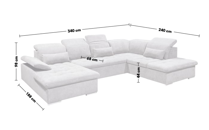 Wohnlandschaft Wayne, grau, Ottomane links-06