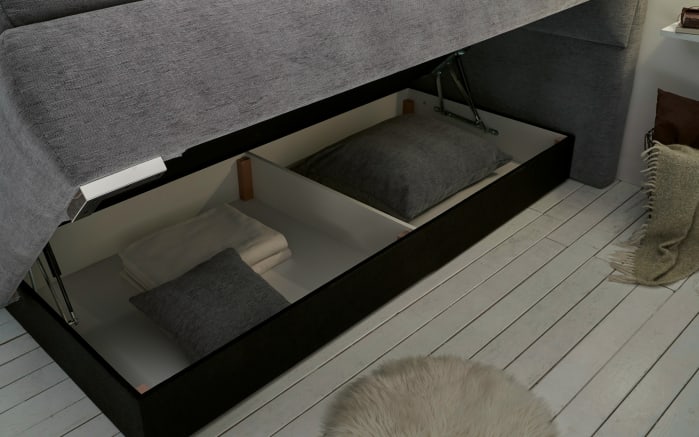 Boxspringbett Bologna 8 in dark grey, mit Bettkasten, inklusive Komfortschaum-Topper, Liegefläche ca. 180 x 200 cm-03