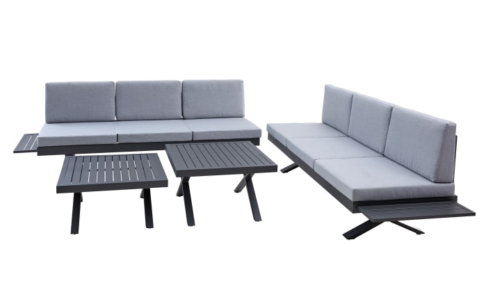 Gartensofa Vesta in dunkelgrau, Auszugstisch vorstehend links, Kopfteilverstellung rechts-06