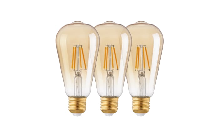 LED-Leuchtmittel 4 W / E27 / 360 Lm / 2200 K Kolben in amber, 3er-Set 