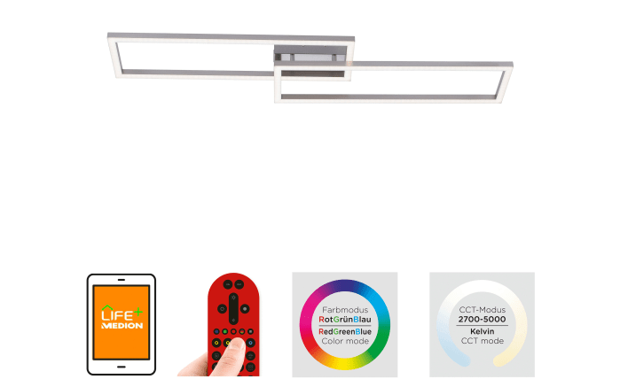 LED-Deckenleuchte Maxi CCT RGB in stahlfarbig, 110,5 x 26 cm-02