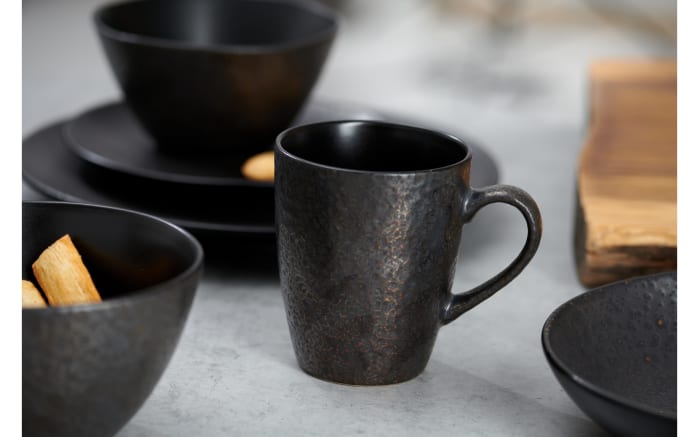 Frühstücksservice Kitwe aus Keramik in schwarz, 12 teilig-03