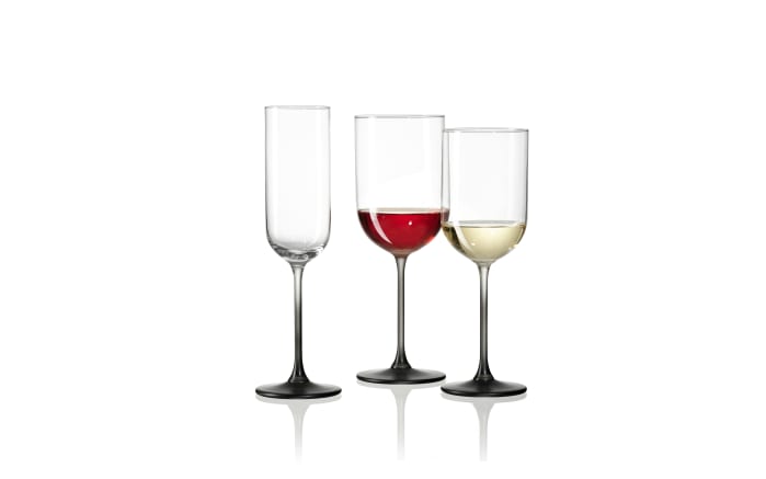 Sektkelch Jasper aus Glas in transparent/schwarz, 210 ml-02
