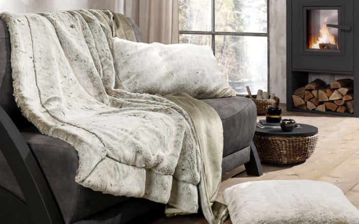 Decke, Fellimitat, taupe, ca. 150 cm x 200 cm-02