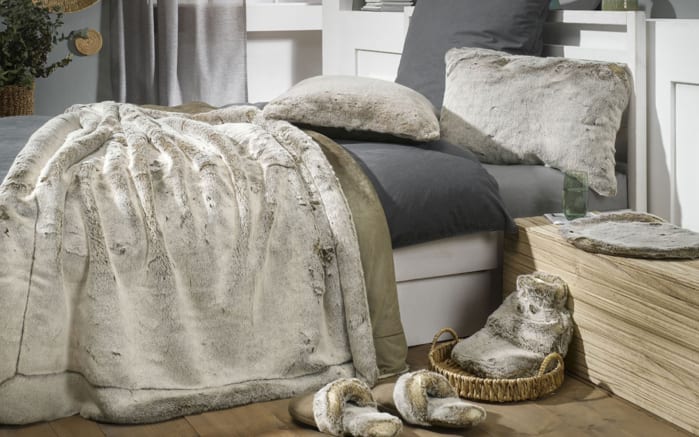 Decke, Fellimitat, taupe, ca. 150 cm x 200 cm-03