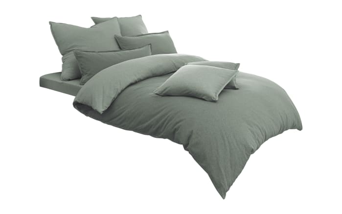 Bettwasche Uni Jersey Melange In Grun 155 X 220 Cm Online Bei
