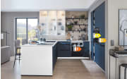 Einbauküche Esilia, fjordblau, inkl. Siemens Elektrogeräte