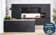 Einbauküche Torna/Stadum, schwarz, inkl. AEG Elektrogeräte