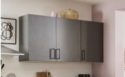 Einbauküche Bailo, Beton steinweiß, inkl. Elektrogeräte
