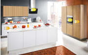 Einbauküche Uno/Toronto, weiß/Alteiche natur Nachbildung, inkl. Siemens Elektrogeräte