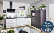 Einbauküche Perfect brillant/Meteor, weiß, inkl. Privileg Elektrogeräte
