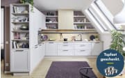 Einbauküche Ravenna,  weiß/beige, inkl. AEG Elektrogeräte