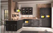 Einbauküche Roma, schwarz, inkl. Bosch Elektrogeräte