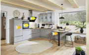 Einbauküche Perfect brillant, perlgrau, inkl. Siemens Elektrogeräte