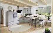 Einbauküche Perfect brillant, perlgrau, inkl. Siemens Elektrogeräte