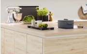 Einbauküche Rosian/Felde, Eiche San Remo Nachbildung/magnolia Hochglanz, inkl. Miele Elektrogeräte