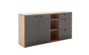 Sideboard Lizzano, grau/Balkeneiche-Nachbildung