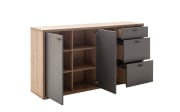 Sideboard Lizzano, grau/Balkeneiche-Nachbildung