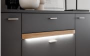 Sideboard Marsalla, Royal grey ,Balkeneiche massiv geölt, inkl. Front LED-Beleuchtung
